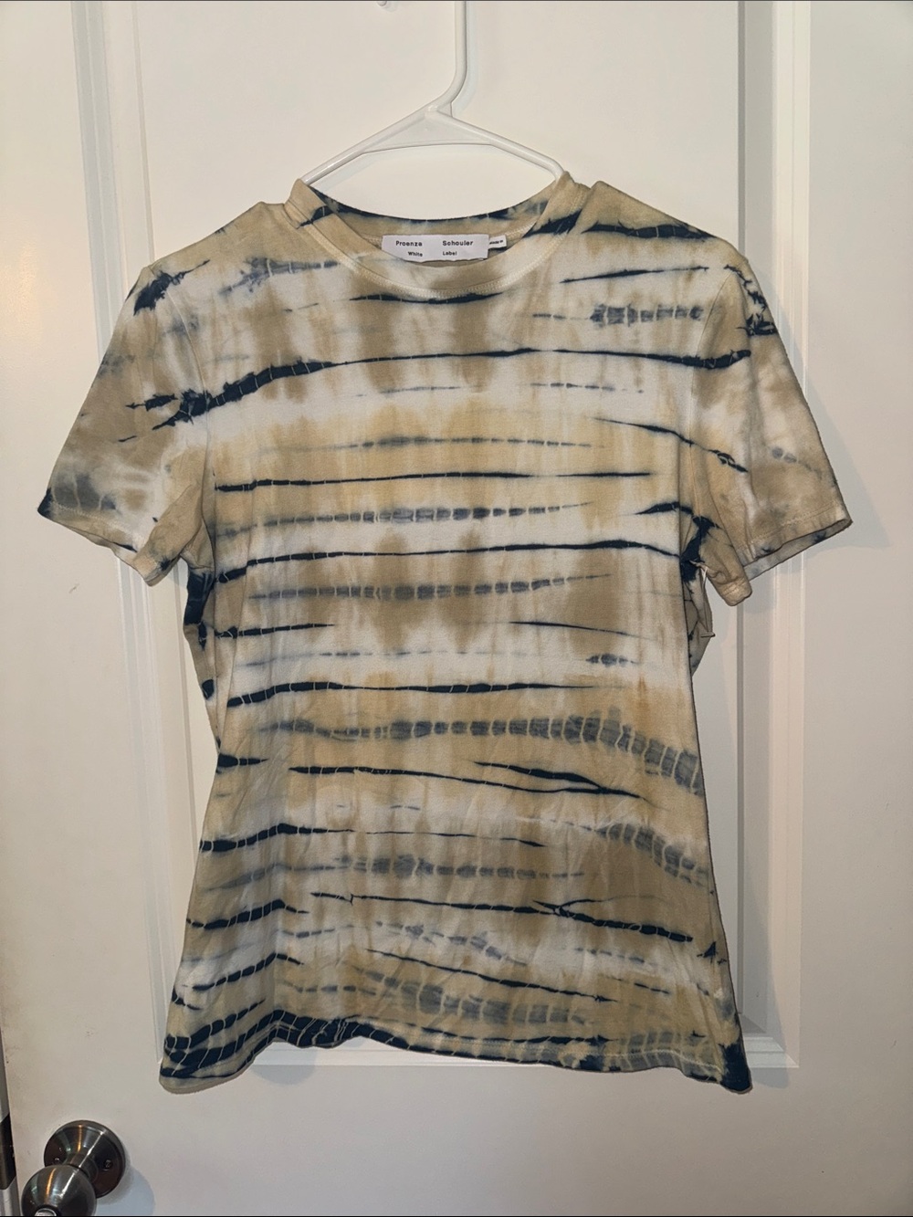 Proenza Schouler White Label tie dye Short Sleeve tee blue ecru M